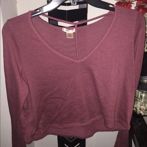 Pink long sleeve crop top